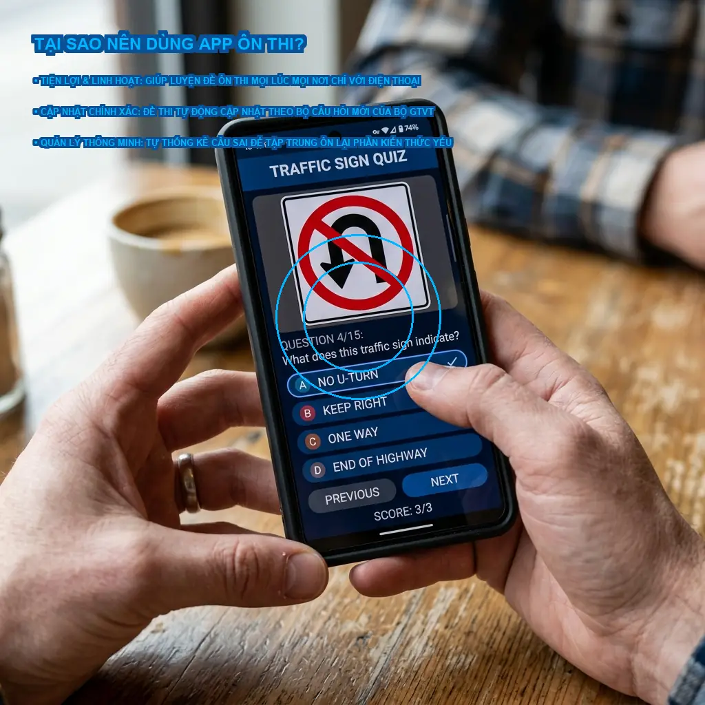 Top 3 app thi bằng lái xe A1 trên điện thoại tốt nhất 2 Tại sao nên sử dụng app để ôn thi lý thuyết A1?